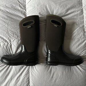 Tall Bogs Boots W7 Black/Brown Neoprene Shaft
